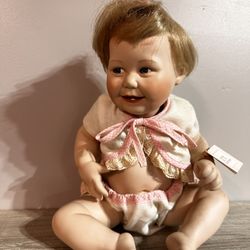 Ashton Drake All Porcelain Doll "cute As A Button" Coa