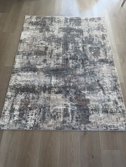 Abstract Area Rug Gray Brown Beige
