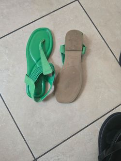 Green Flat Thong Sandals
