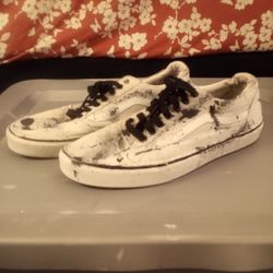 Men's Custom Vans (Ward Lowtops) Why/Black Spatter Painted Sz 12
