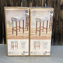 Better Homes & Gardens Light Grey Linen like Upholstered Backless 29 inch Barstool Pack Of 2 New In Box