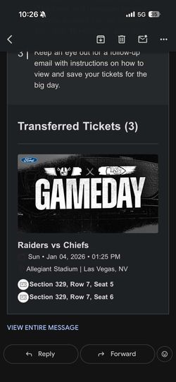 RAIDERS CHIEFS TICKETS