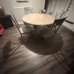 Marble Dining Room Table With Four Chairs