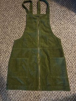 Green Corduroy Overall Mini Dress