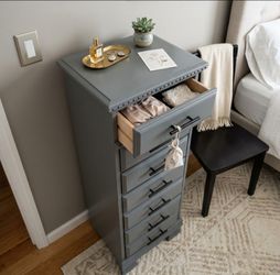 Chic Slate Grey Lingerie Chest / Jewelry Organizer