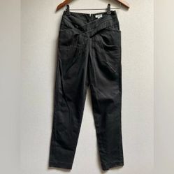 Kenzo Medium Rise Criss Cross Pleated Front Black Cotton Pants Sz 34