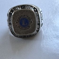 Lions Club 100 Anniversary Sterling Silver Ring - Size 9