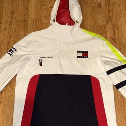 Vtg 90s Tommy Hilfiger Color Block Sailing Team Windbreaker Anorak Jacket Large