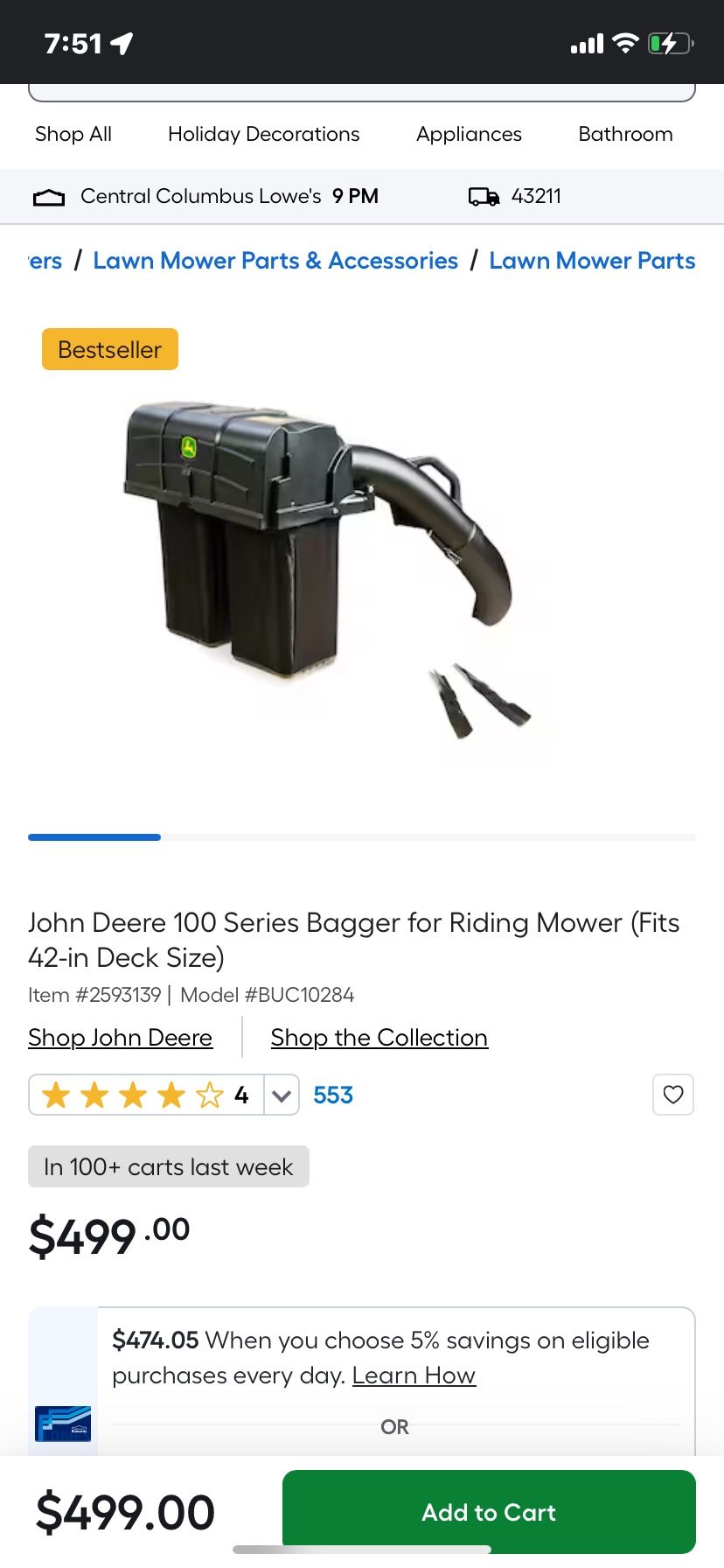 2 John Deer 42’ Baggers 100 Series BRAND NEW