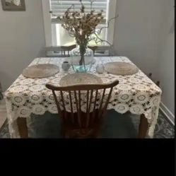 Wooden Table w/ Leaf and 2 Chairs 
