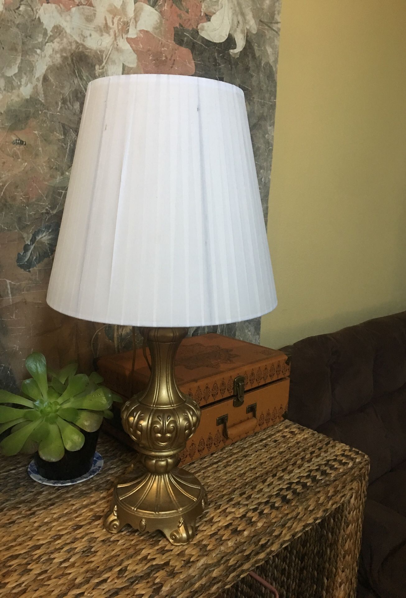 Table Side Lamp with Good Quality Brass , includes Shade and Energy Saver Bulb