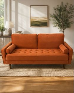 Burnt Orange Velvet Sofa – $169.99