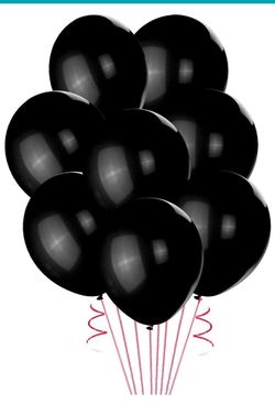 12 Inch Black Latex Metallic Balloons