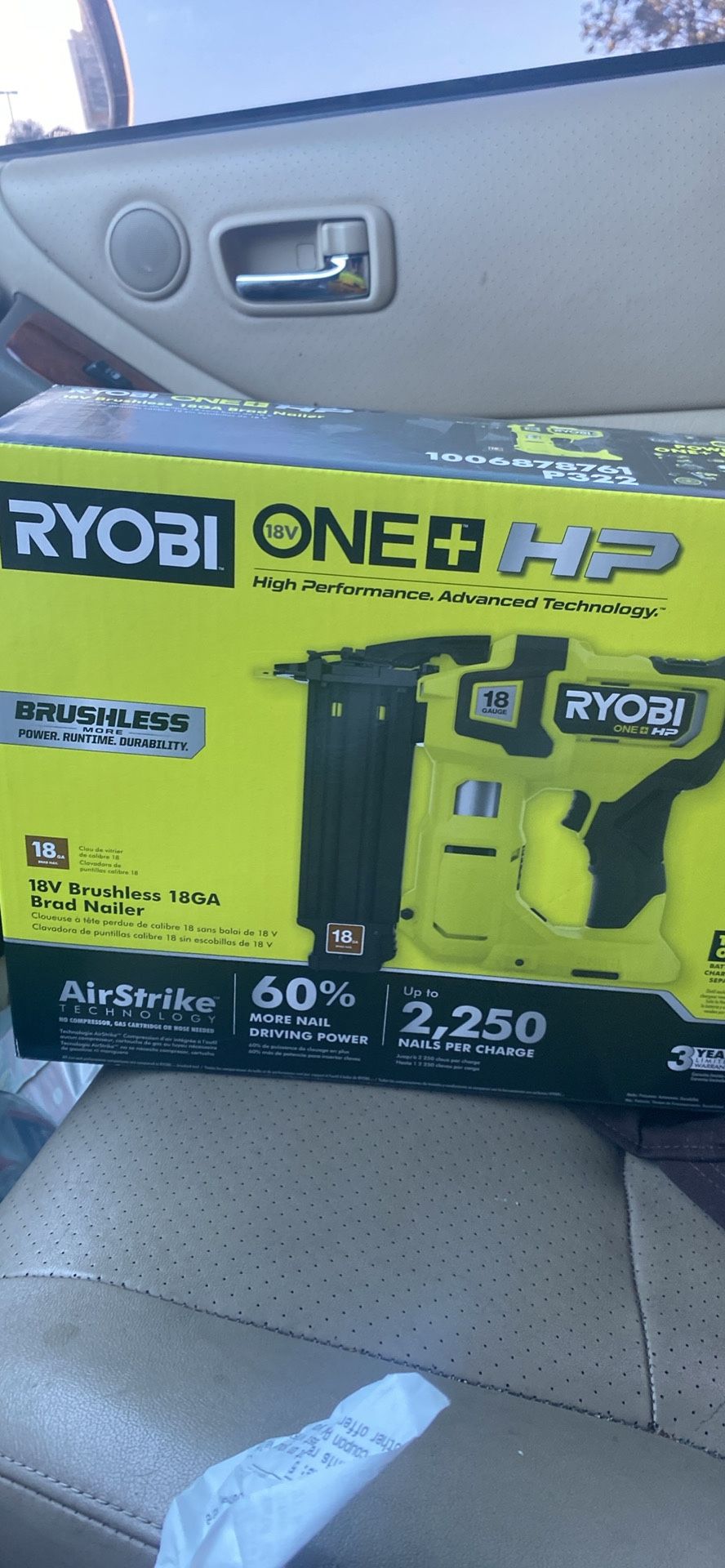 Ryobi Nailer 18v 18ga