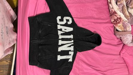 Saint Studded Zip-Up Hoodie Black