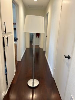 Modern Silver Floor Lamp with White Shade
