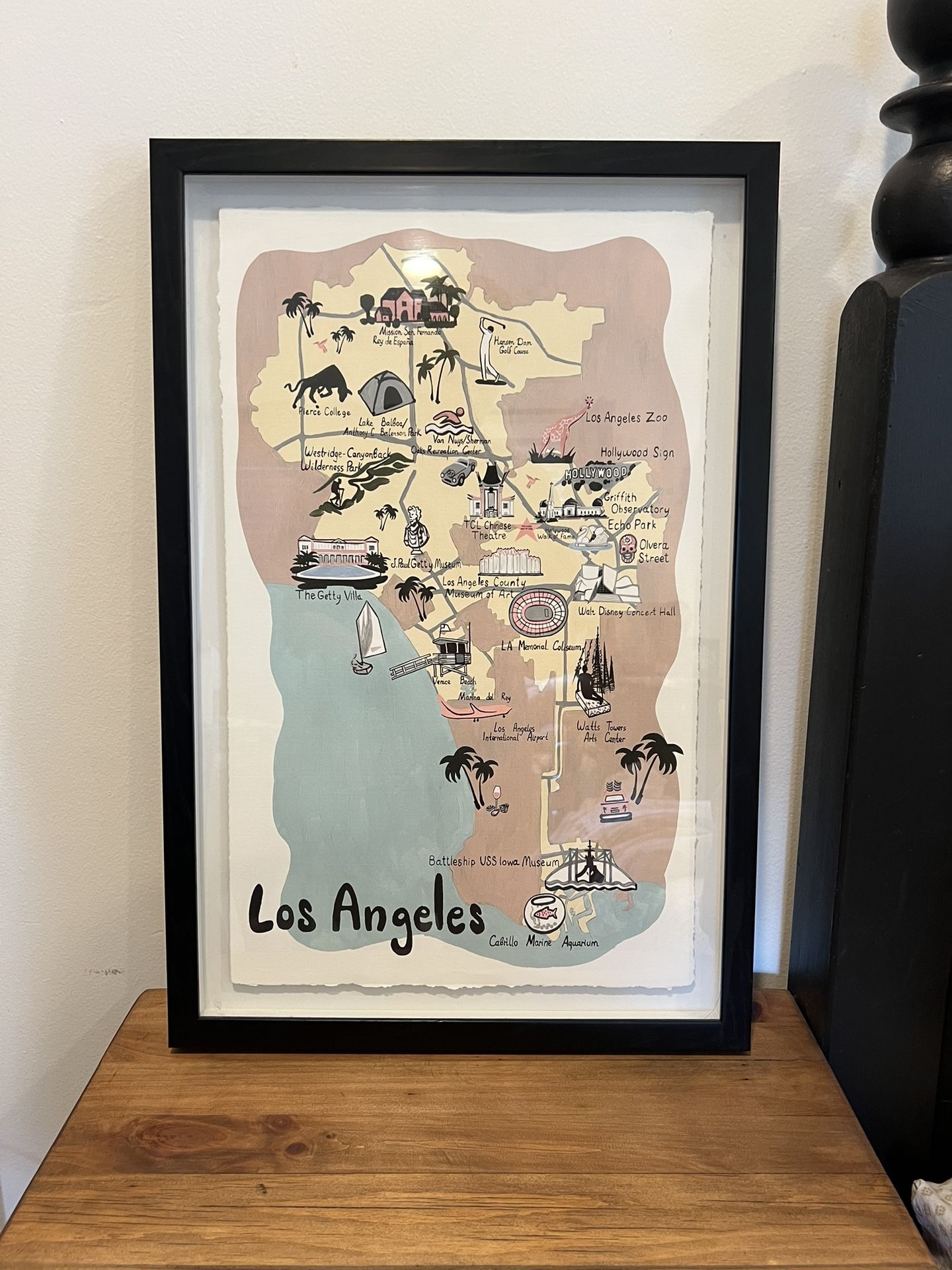 Los Angeles map artwork framed print
