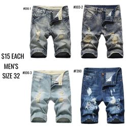 $15 EACH: MEN’S SIZE 32 DENIM JEAN SHORTS