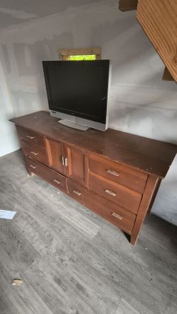 Office wooden desk and TV stand table with drawers bundle