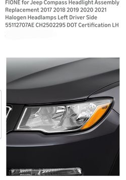 FIONE for Jeep Compass Headlight Assembly Replacement 2017 2018 2019 2020 2021 Halogen Headlamps Left Driver Side 7AE CH DOT Certificati