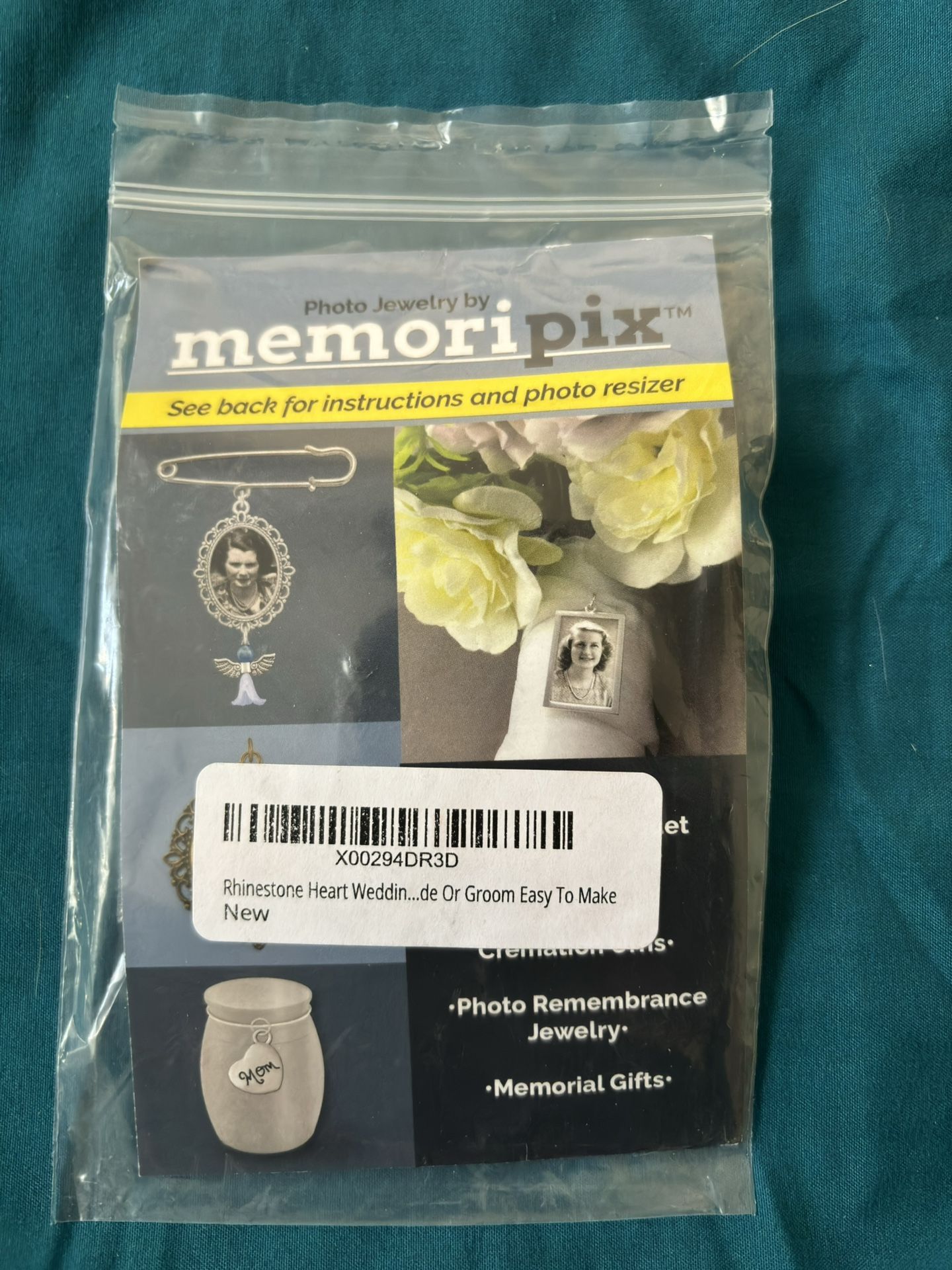 Wedding Rhinestone Heart Memorial Photo Pin
