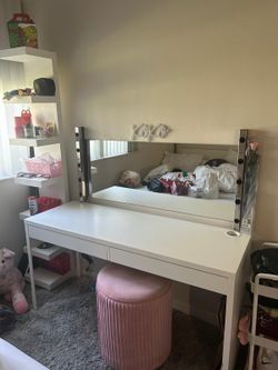 Ikea Vanity with Mirror and Wall shelf unit
