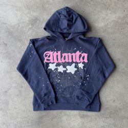 ATLANTA SP5DER HOODIE NAVY BLUE AND PINK