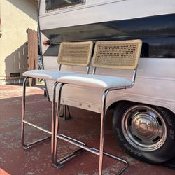 MCM Cesca Natural Rattan Cantilever Counter Height 2 Bar Stools •FREE DELIVERY•