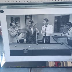 The Rat Pack Playing Pool Mirrored Frame