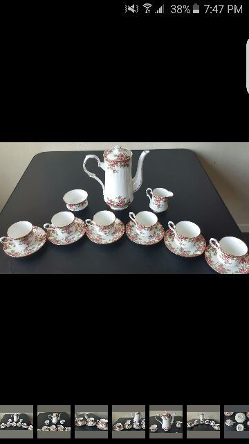 a vintage Royal Stafford Bone China made in England Old English Garden 1845 complete set.