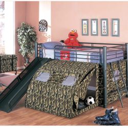 Punk Bed With Slide And Tent.  