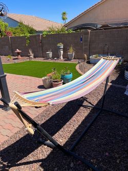 Double Hammock w/Steel Stand- Outside 450lb Capacity-Steel Stand-Carry Bag Included