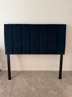 Navy Blue Velvet Tufted Headboard