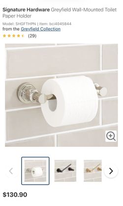 Signature Hardware Greyfield Wall Mounted Toilet Paper Holder - Polished Nickel 