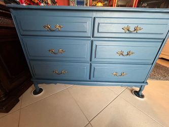 Dresser wood six drawer 48 long x 18 deep x 32 high