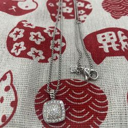 David Yurman Sterling Silver And Pave Diamond Pendant Necklace 