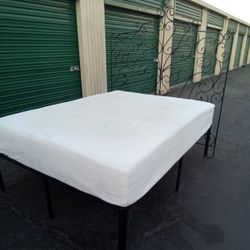 QUEEN BED FRAME WITH HEADBOARD AND MATTRESS 