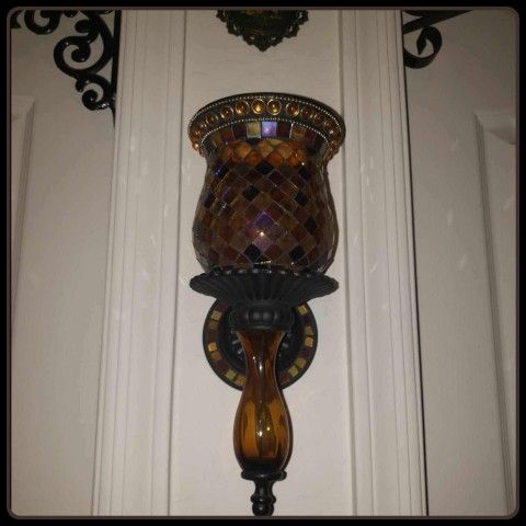 VINTAGE PARTYLITE GLOBAL FUSION PARTY LITE BRONZE MOSAIC TEALIGHT CANDLE HOLDER WALL SCONCE DECOR