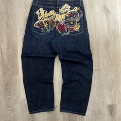 Ninth Hall Ambush Dragon Raw Indigo Denim Loose Dark Blue Cargo Jeans