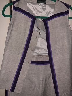 PURPLE AND BEIGE BENARD HOLTZMAN 2 PIECE SUIT 