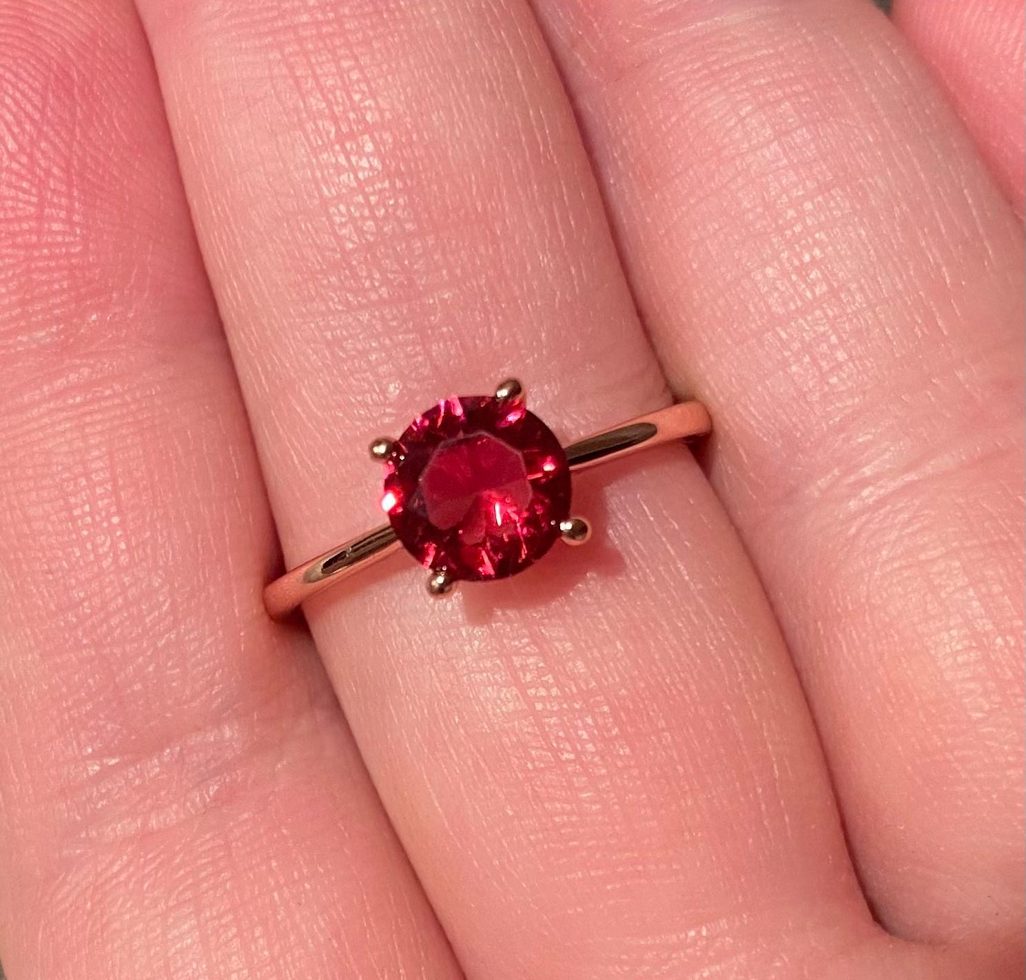Ruby Rose Gold Ring S925 Sz 7.5, 8