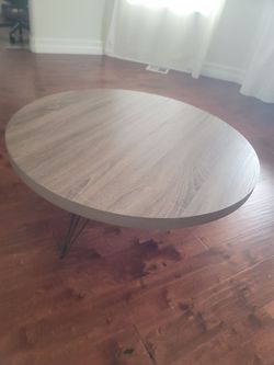 New Safavieh Home Collection Mansel Mid-Century Light Oak Hairpin Leg Round Coffee Table