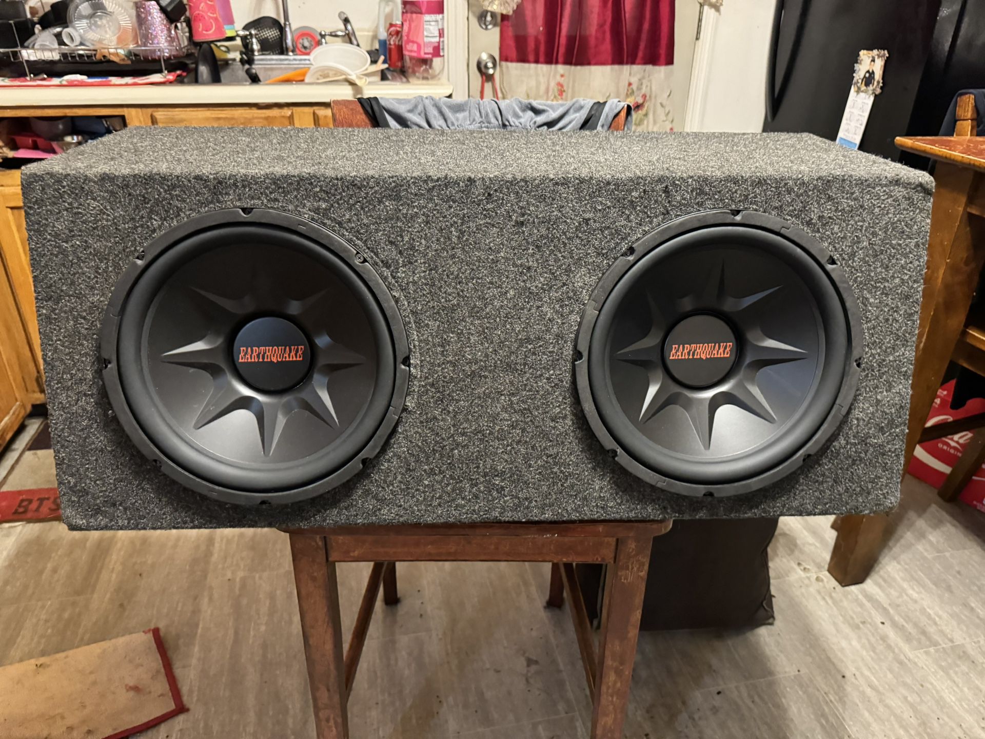 Must hear 2 12"Earthquake Subs in box No amp can demo Subs like new 