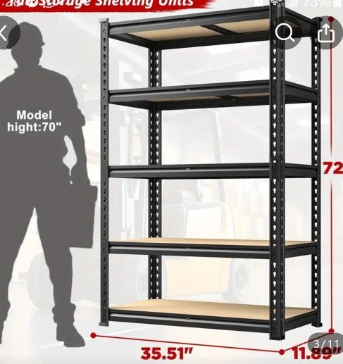 Brand New In Box Heavy Duty Garage Shelves 36"×12"×72" Holds Upto 2000lbs