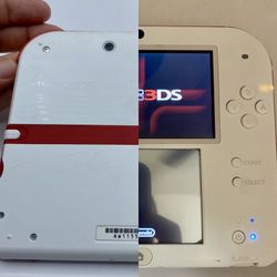 Nintendo 2DS Launch Edition White & Red Console w Charger, Tested W Mario 2 Game