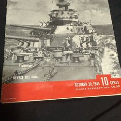 1944 LIFE Magazine – USS Iowa WWII Cover (Original Vintage)
