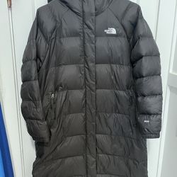 The North Face Women’s Long Down Parka Coat Black XXL 600 Fill Hooded Full Zip