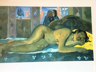 Paul Gauguin Nevermore Art Print 11 x 14   Matted art print of Paul Gauguin's 'Nevermore' (O Ta'iti). This print is mounted in a white paper mat and p