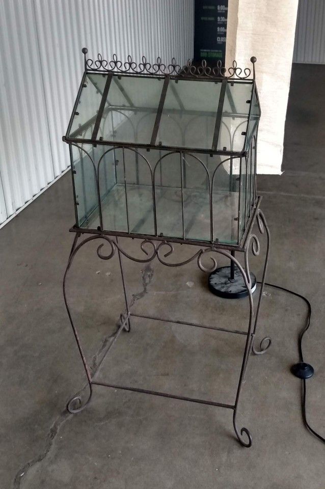 Victorian Glass Terrarium With Iron Stand
