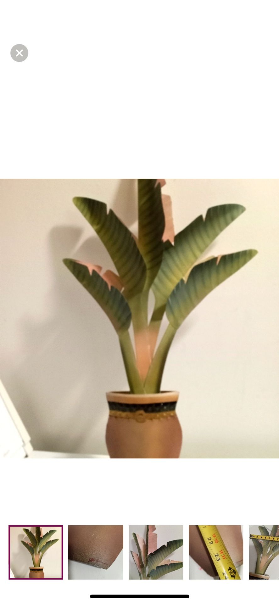 Vtg large boho metal Plant Wall Decor 